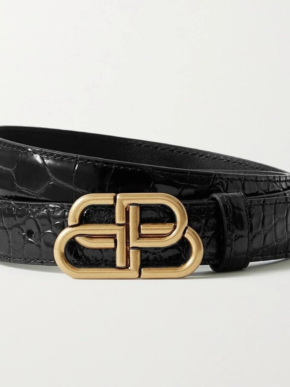 Balenciaga Black Croc Belt